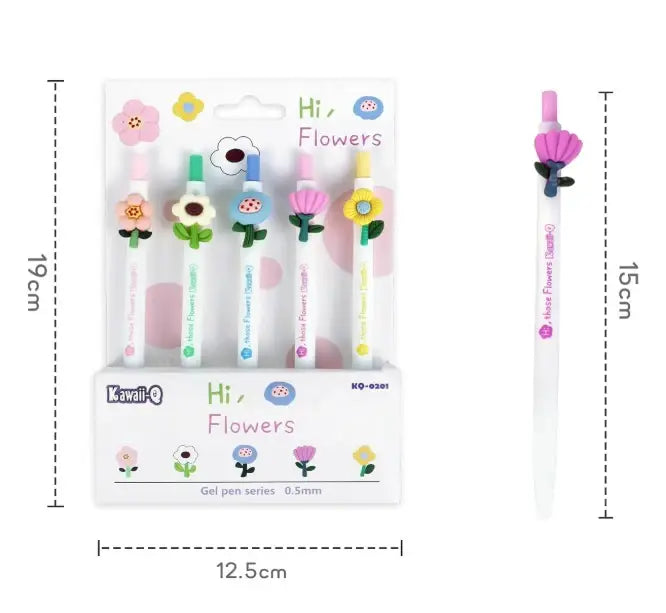 Cute flower top fancy gel ink pens – stylish and smooth-writing stationery set www.usmile.toys