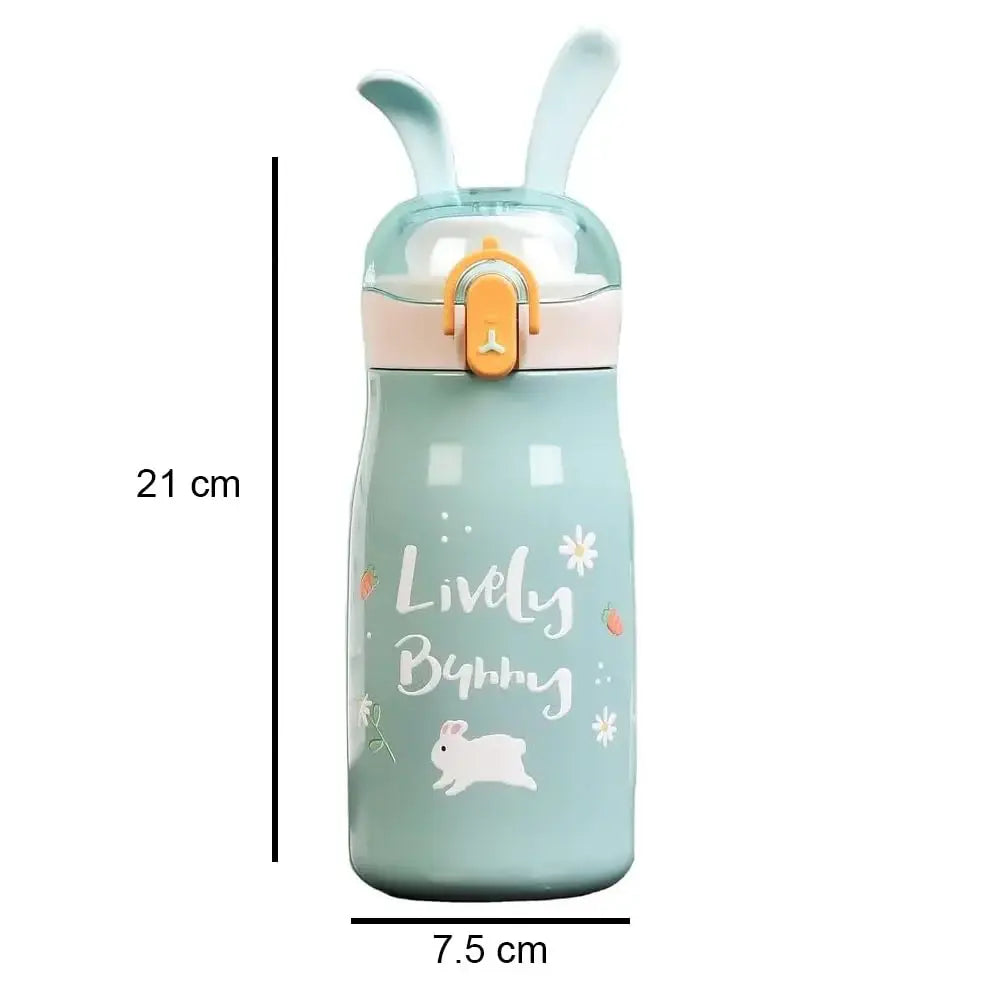 U Smile Toys insulated bunny water bottles for children, featuring adorable bunny ears and vibrant cartoon characters. www.usmile.toys