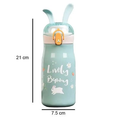U Smile Toys insulated bunny water bottles for children, featuring adorable bunny ears and vibrant cartoon characters. www.usmile.toys