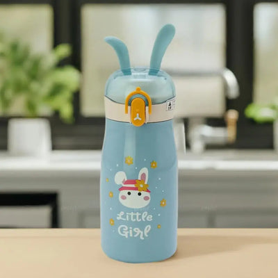 U Smile Toys insulated bunny water bottles for children, featuring adorable bunny ears and vibrant cartoon characters. www.usmile.toys