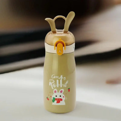 Durable stainless steel thermal flasks for kids with playful bunny ear lids, perfect for school and outdoor activities. www.usmile.toys