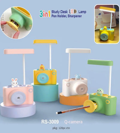 Light up learning with this fun camera-shaped LED desk lamp for kids, also serving as a pencil holder and sharpener. A perfect, multi-functional addition to any study space from uSmile.toys." www.usmile.toys