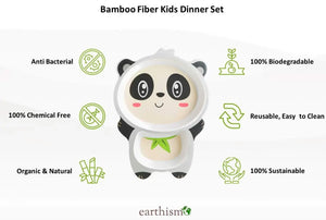 Bamboo Fiber Kids Dinner Set - Panda: Includes plate, bowl, cup, fork, and spoon with a lovely panda theme. Eco-friendly.
www.usmile.toys