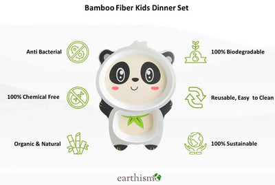 Bamboo Fiber Kids Dinner Set - Panda: Includes plate, bowl, cup, fork, and spoon with a lovely panda theme. Eco-friendly.
www.usmile.toys