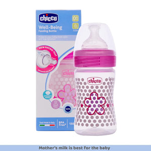 Chicco Well-Being 150 ml Feeding Plastic Bottle, Advanced Anti-Colic System, BPA Free, Hygienic Silicone Teat (Pink)
www.usmile.toys