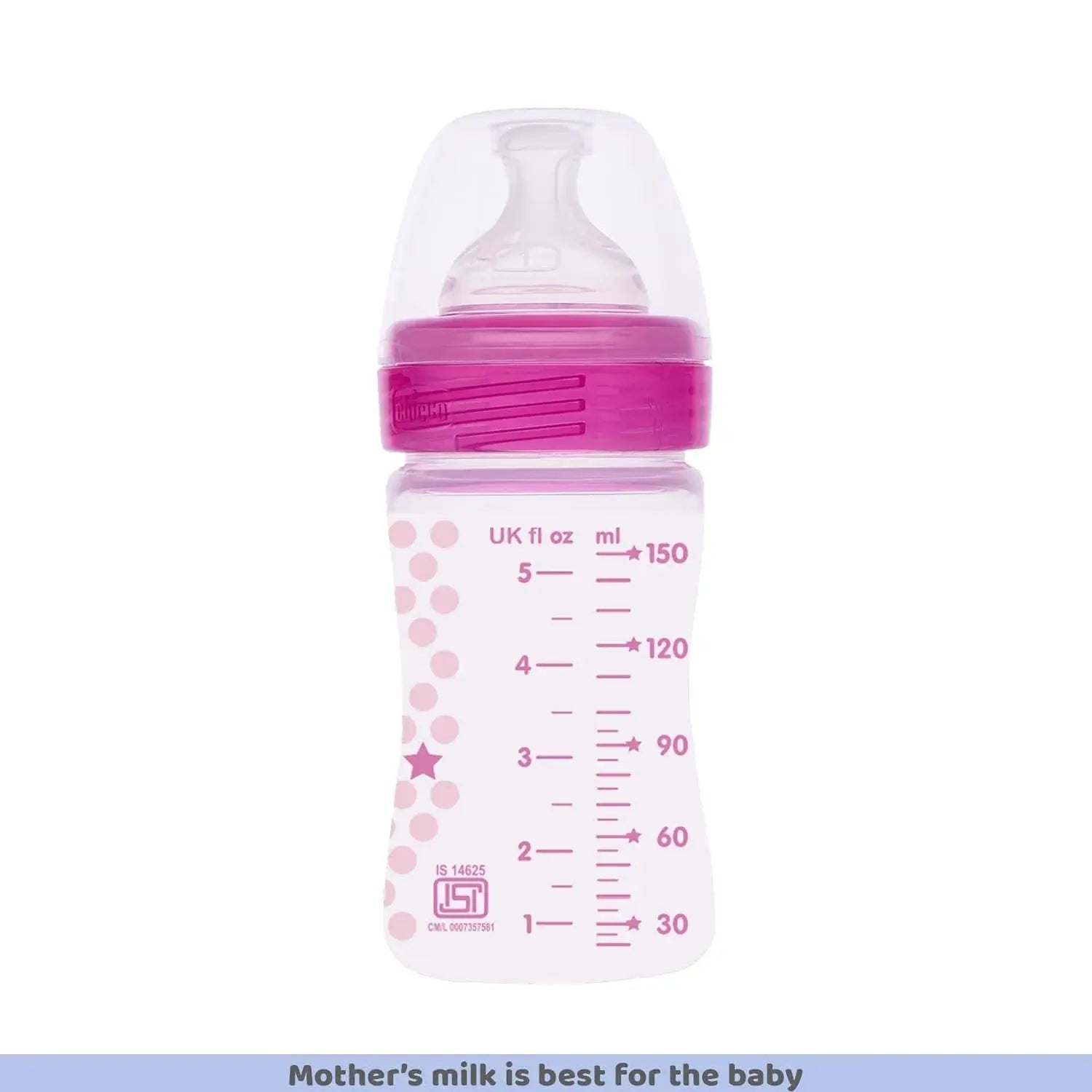 Chicco Well-Being 150 ml Feeding Plastic Bottle, Advanced Anti-Colic System, BPA Free, Hygienic Silicone Teat (Pink)
www.usmile.toys