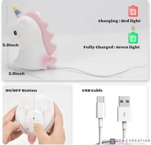 Child-safe silicone unicorn night lamp from U Smile Toys, comforting warm glow www.usmile.com
