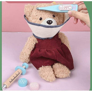 Packaging for a Kids Doctor Kit by Usmile Toys, likely containing a wooden dentist set with a working stethoscope, promoting imaginative role-play." www.usmile.toys