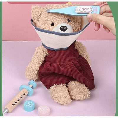 Packaging for a Kids Doctor Kit by Usmile Toys, likely containing a wooden dentist set with a working stethoscope, promoting imaginative role-play." www.usmile.toys