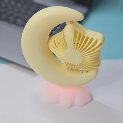 Cute moon and star portable fan, USB rechargeable, ideal return gift from www.usmile.toys
