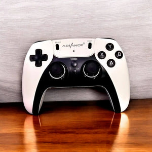 Advance AD-222 wireless game player with red HDMI stick and controller. www.usmile.com