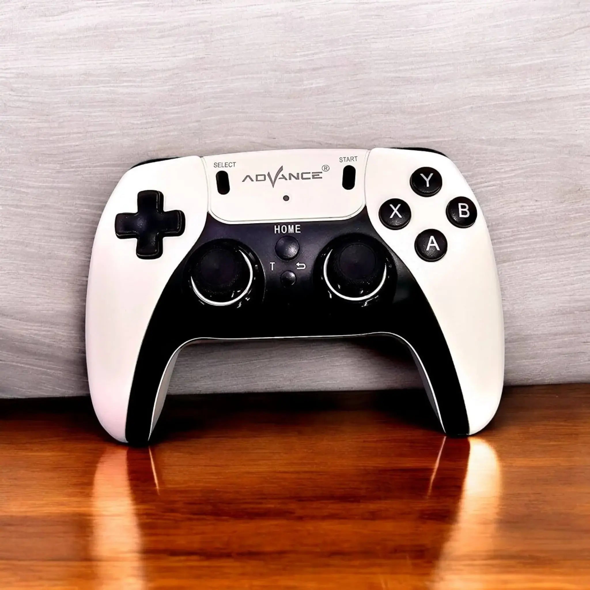 Advance AD-222 wireless game player with red HDMI stick and controller. www.usmile.com