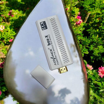 Advance AD-222 wireless game player with red HDMI stick and controller. www.usmile.com