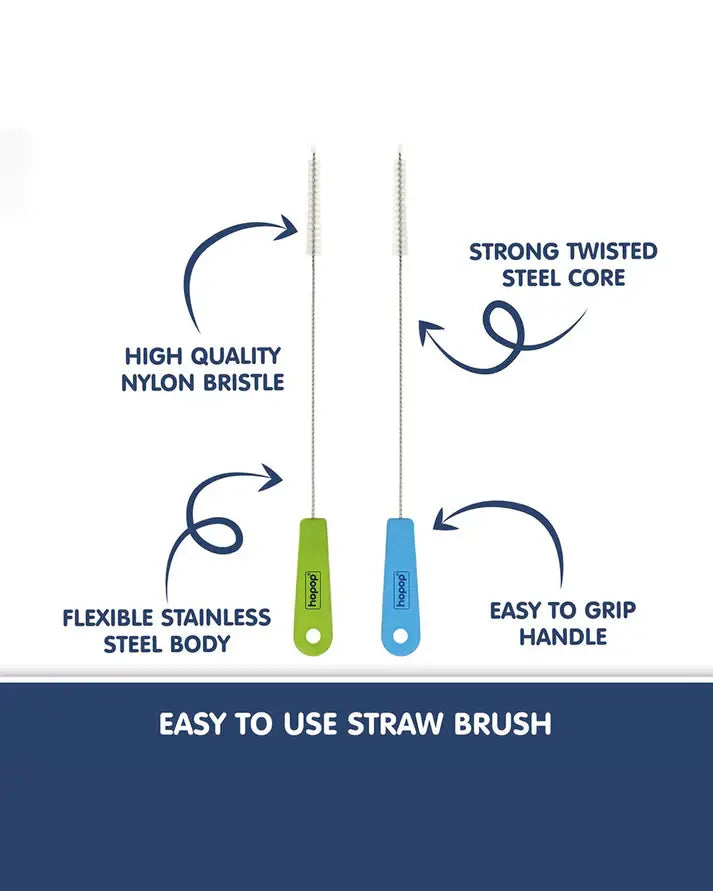 Hopop Easy Straw Cleaning Brush-Stainless Steel | Nylon Bristles