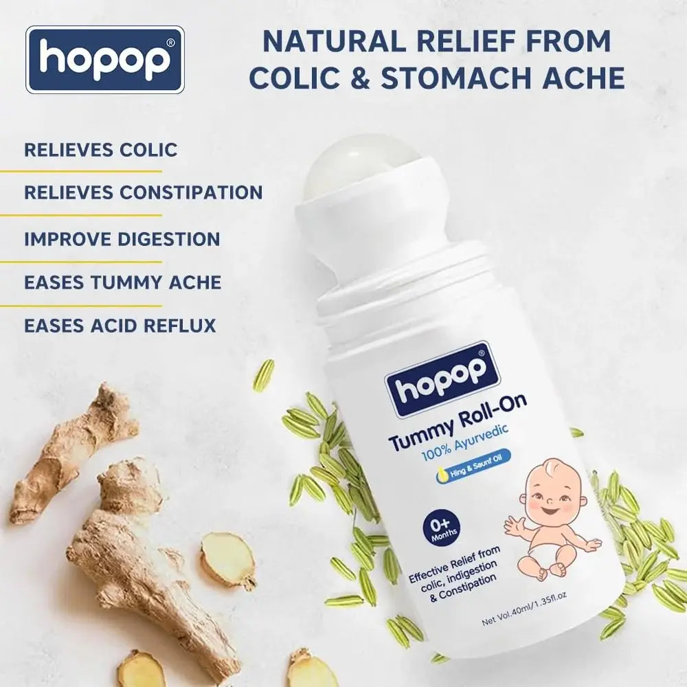 Hopop Tummy Roll On for Baby Colic Relief | with Hing & Saunf Oil