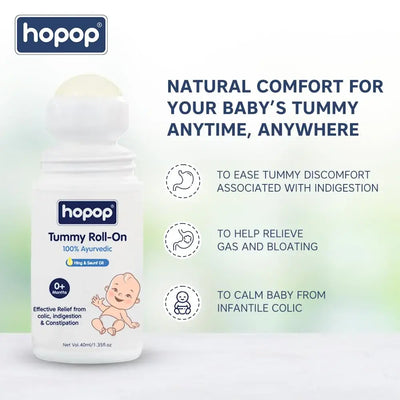 Hopop Tummy Roll On for Baby Colic Relief | with Hing & Saunf Oil