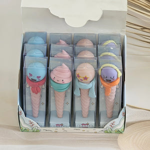 Novelty erasers shaped like ice cream cones with cartoon faces, fun and functional for kids, www.usmile.toys.
