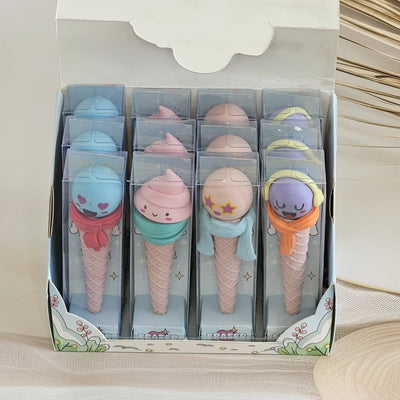 Novelty erasers shaped like ice cream cones with cartoon faces, fun and functional for kids, www.usmile.toys.