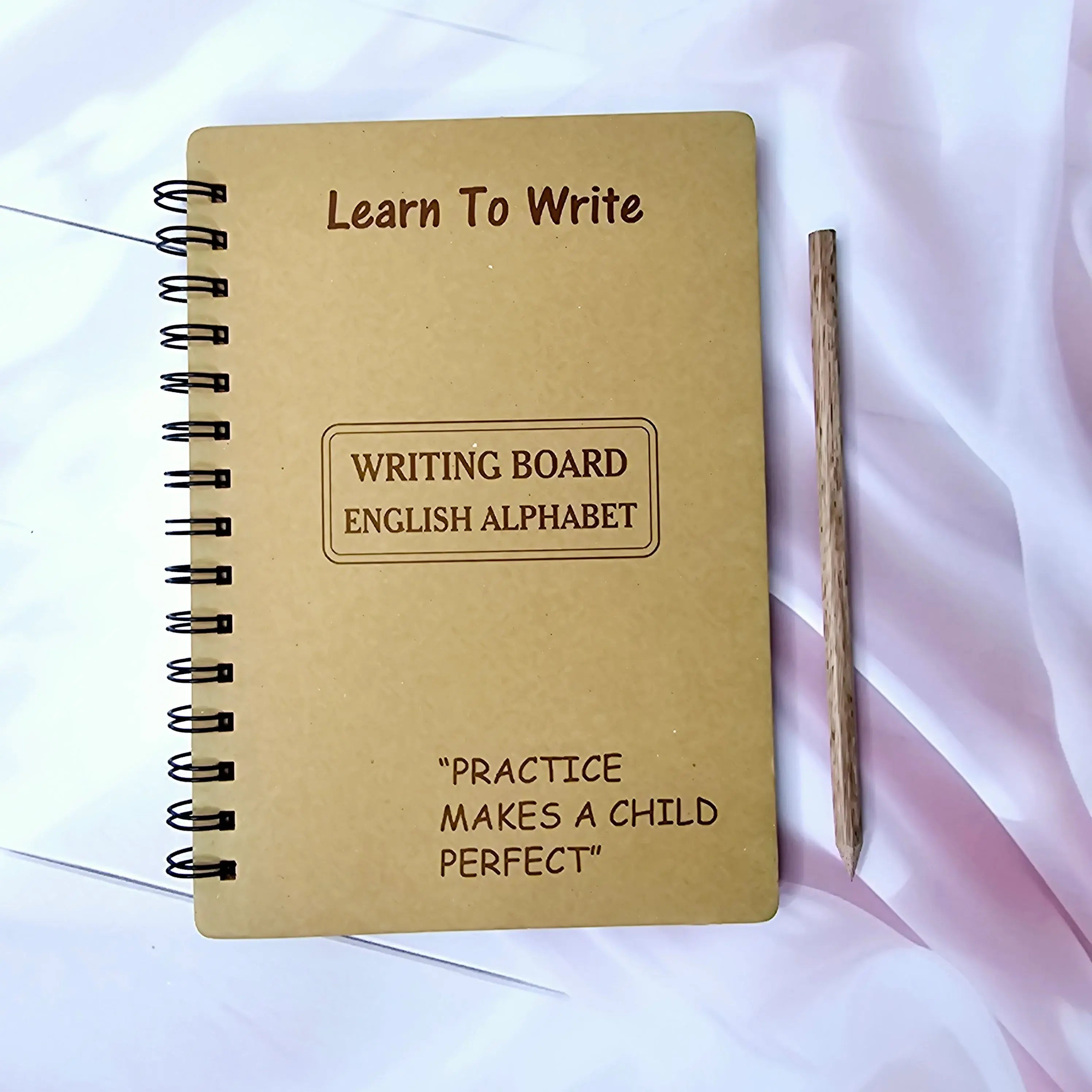 Learn to Write English Alphabet tracing board for kids with "Practice Makes a Child Perfect" motto and stylus. www.usmile.toys