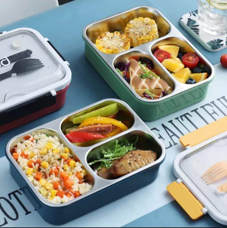 Stainless Steel Lunch Box - 3 Compartment SS Lunch Box