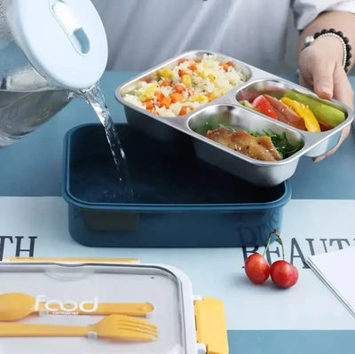 Leak-Proof Kids Lunch Container with Utensils: Stainless steel interior, 3 compartments for easy meal separation.
www.usmile.toys