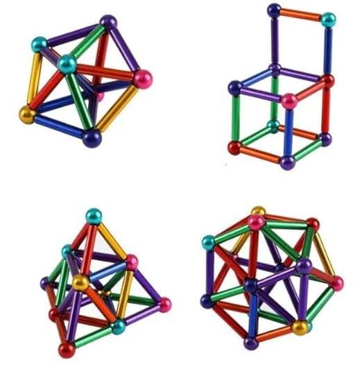 Colorful magnetic balls toy set for kids – creative STEM puzzle cube and tower built with rainbow-colored magnetic spheres, perfect fidget toy for stress relief, learning, and imaginative play – available at U Smile Toys India