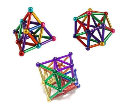Colorful magnetic balls toy set for kids – creative STEM puzzle cube and tower built with rainbow-colored magnetic spheres, perfect fidget toy for stress relief, learning, and imaginative play – available at U Smile Toys India