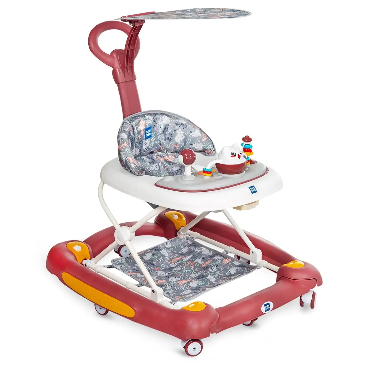 Baby walker with colorful design on a white background