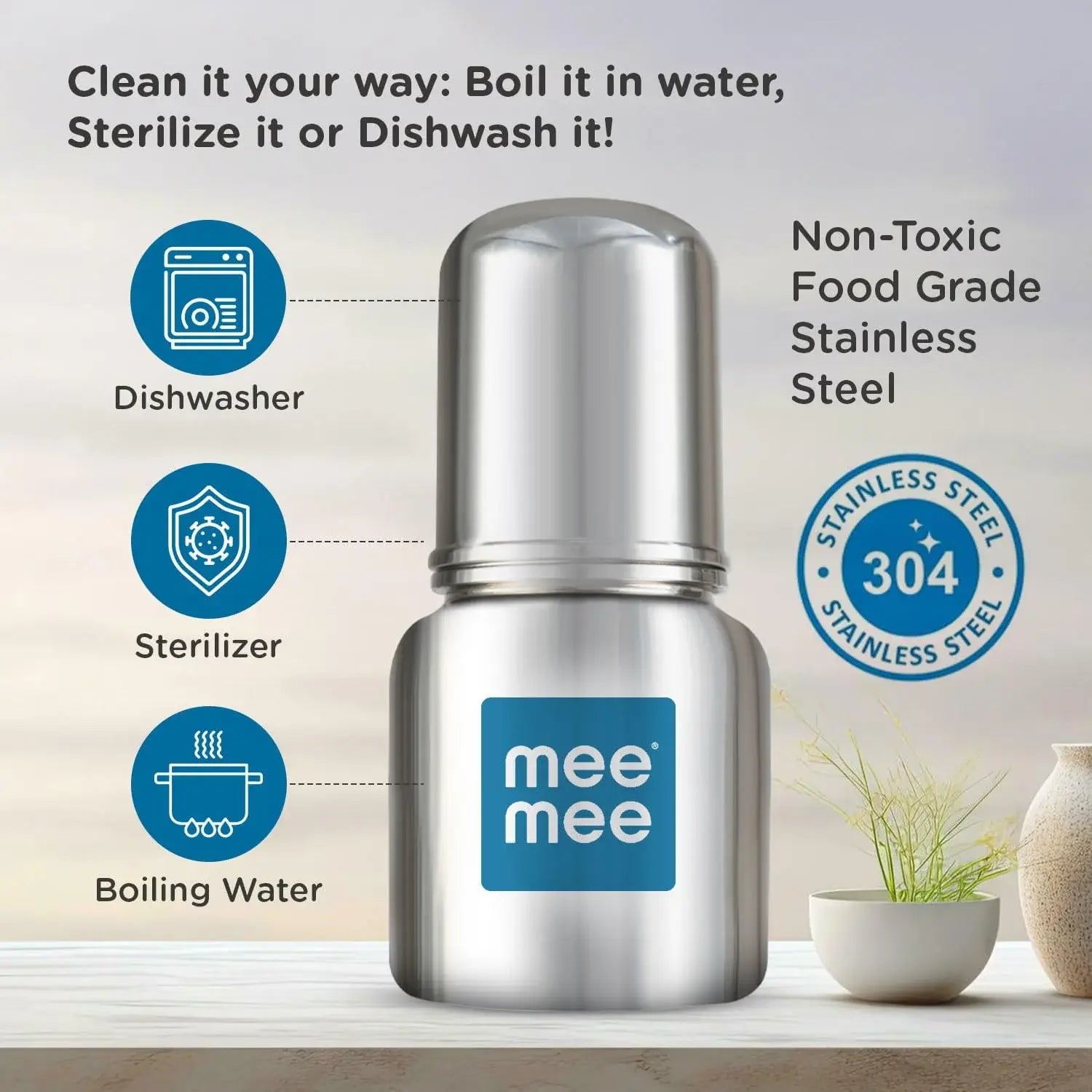 Mee Mee Baby Steel Feeding Bottle | Baby Milk Bottle with Advanced Anti Colic Valve, BPA Free, Soft Silicone Teat, Wide Neck for Babies/Infants/Newborns of 0-2 Years (Small -120ml)
www.usmile.toys