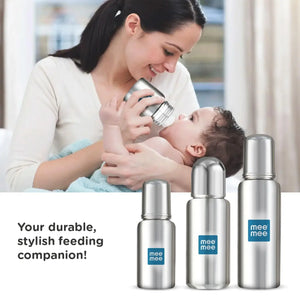 Mee Mee Baby Steel Feeding Bottle | Baby Milk Bottle with Advanced Anti Colic Valve, BPA Free, Soft Silicone Teat, Wide Neck for Babies/Infants/Newborns of 0-2 Years (Small -120ml)
www.usmile.toys