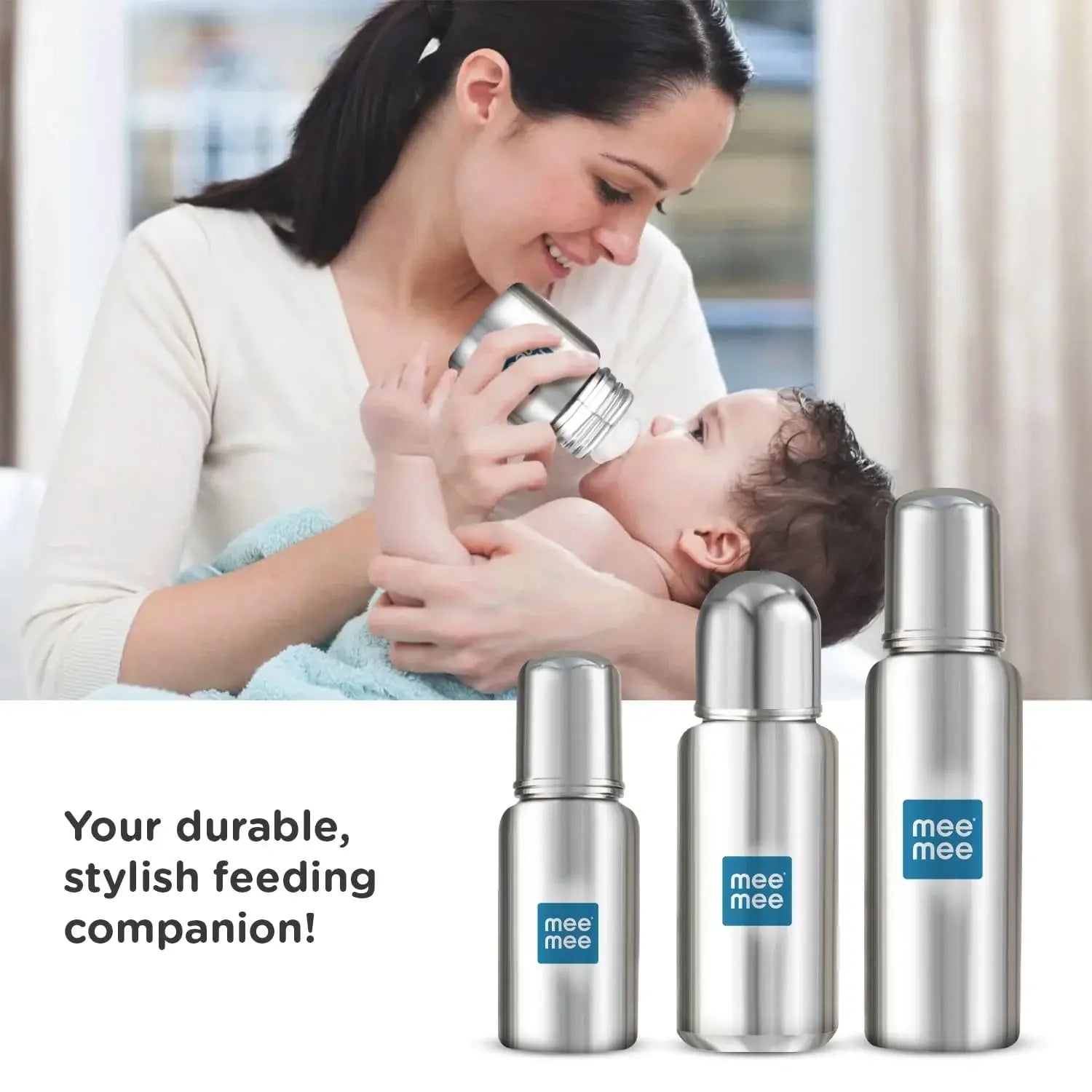 Mee Mee Baby Steel Feeding Bottle | Baby Milk Bottle with Advanced Anti Colic Valve, BPA Free, Soft Silicone Teat, Wide Neck for Babies/Infants/Newborns of 0-2 Years (Small -120ml)
www.usmile.toys