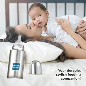 Mee Mee Baby Steel Feeding Bottle | Baby Milk Bottle with Advanced Anti Colic Valve, BPA Free, Soft Silicone Teat, Wide Neck for Babies/Infants/Newborns of 0-2 Years (Large - 300ml)
www.usmile.toys