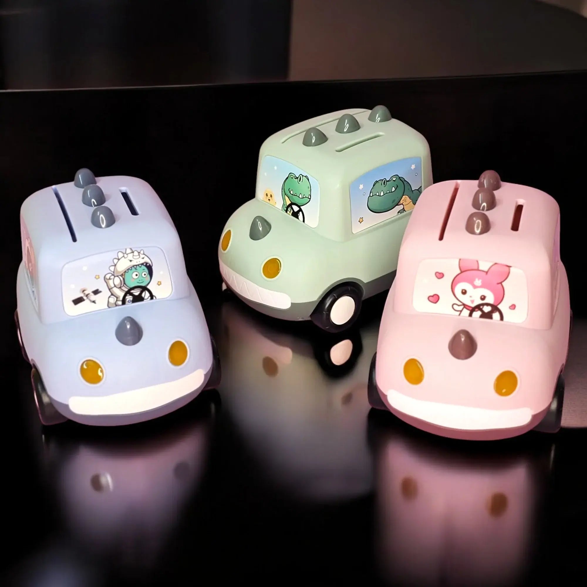 Cute Car-Shaped Metal Money Box for Kids – Fun & Secure Piggy Bank with Lock & Key | Adorable Cartoon Dino & Bunny Designs | Perfect Return Gift for Birthdays, Parties & Special Occasions | Durable & Stylish Savings Box | Available at www.usmile.toys