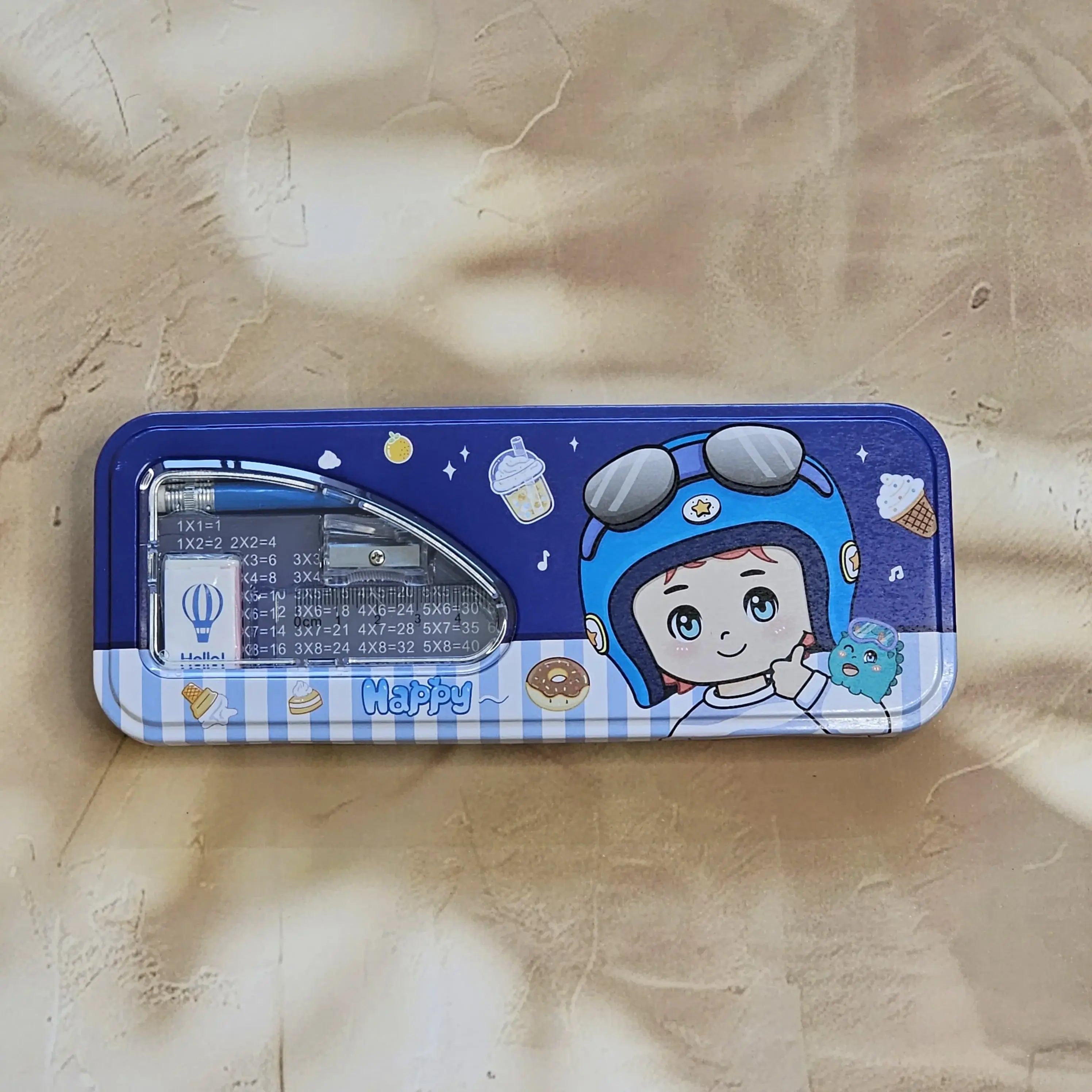 Metal Pencil case - Cartoon Metal Geometry Box for Kids
