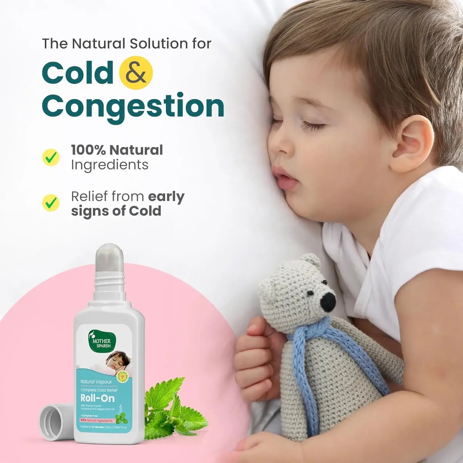 Mother Sparsh Natural Vapour Cold Relief Roll-On for Babies | 15ml