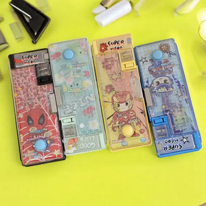 Magnetic pencil cases with sharpener and water game puzzle theme for kids, fun school supplies, shop at www.usmile.toys.
