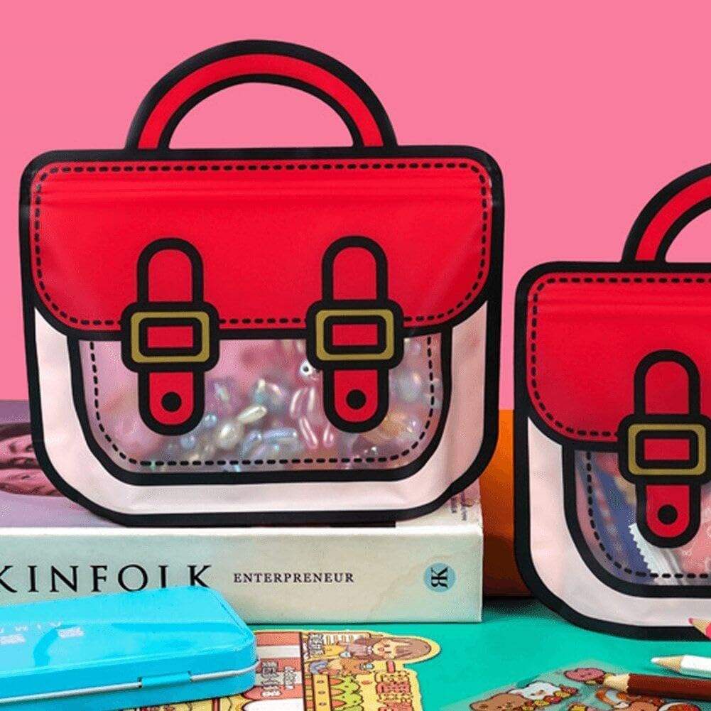 Cute cartoon schoolbag shaped plastic gift bags with handles, perfect for party favors and small gifts for kids in www.usmile.toys