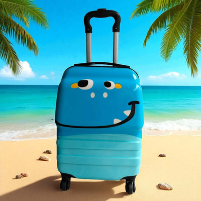  This is highly descriptive, clearly identifying the colors, the "monster character" (or dinosaur, depending on interpretation), its intended user ("kids'"), the product type ("trolley bag"), and the key selling point ("unbreakable design"). It also includes your brand name. This is excellent for specific searches. www.usmile.toys