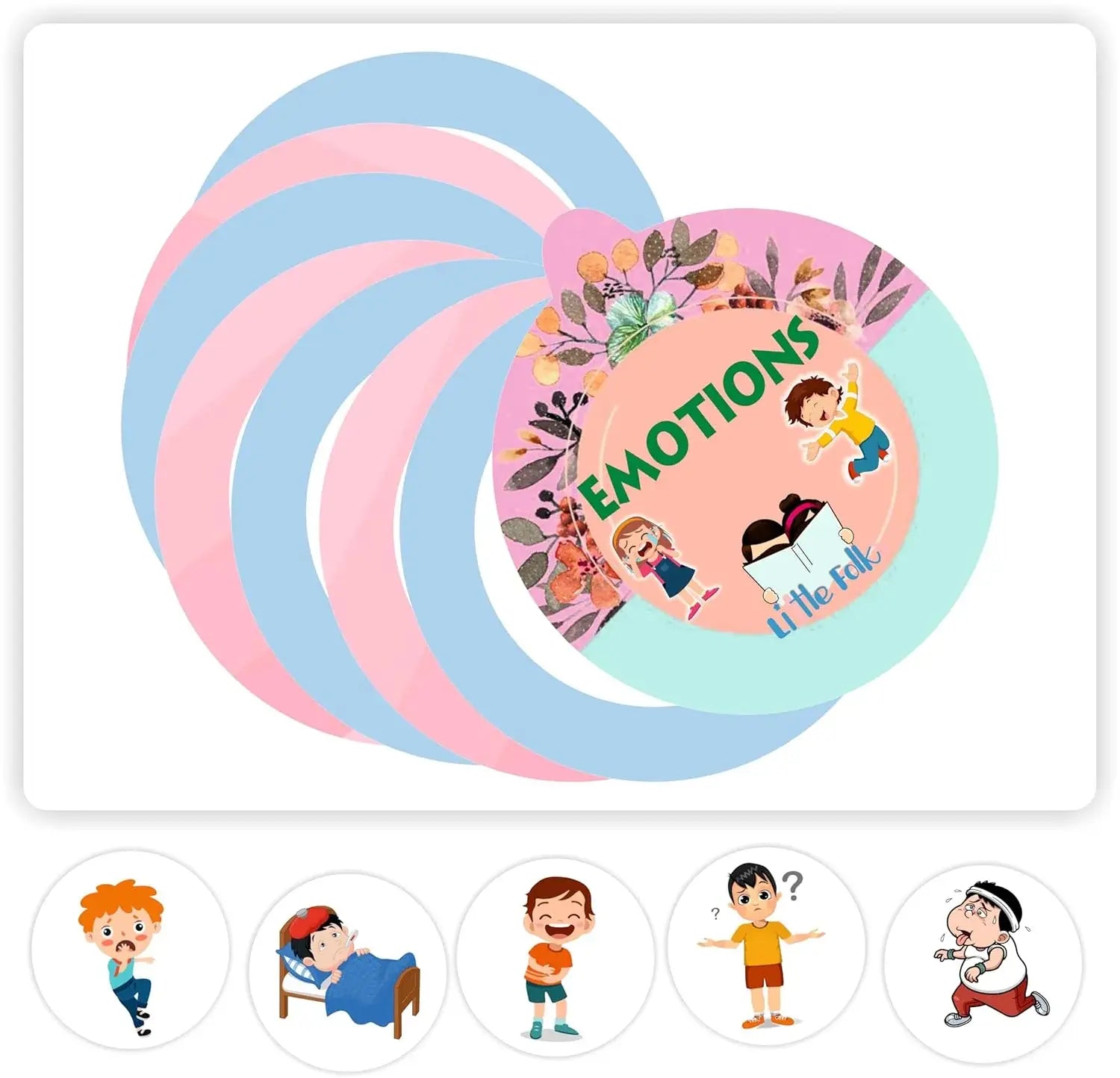 Vibrant preschool educational book showing concepts like "DIFFERENT" umbrellas and "DIRTY" child, perfect for interactive learning at home www.usmile.toys