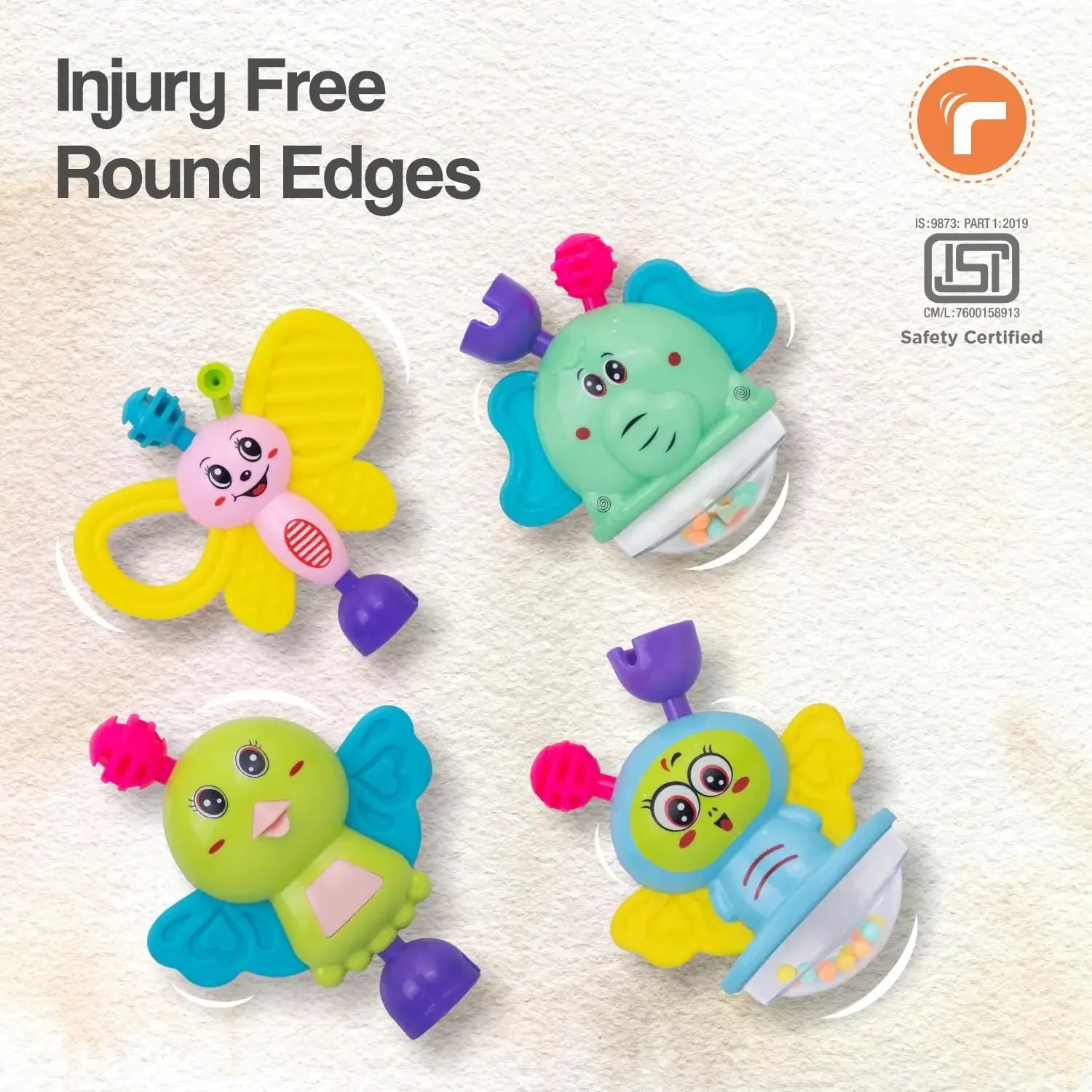 RforRabbit Jingle Safari Infant Kids Rattles 5Pcs Toy Set for Born Baby