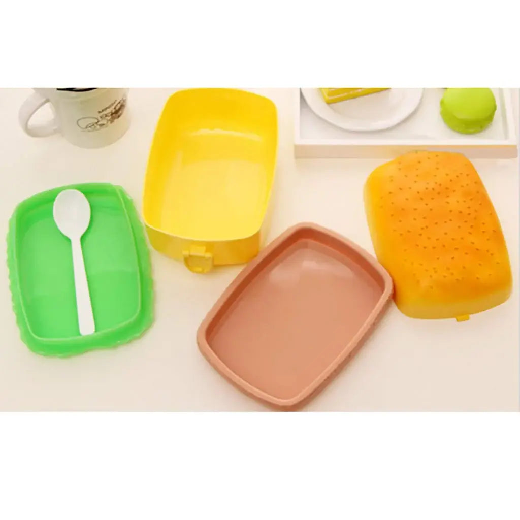 Burger Shape Plastic Lunch Box for Kids - Rectangle Shaped