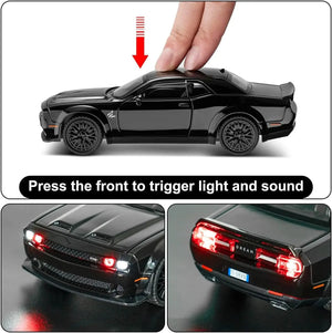 Exclusive white alloy metal die-cast car model with black hood and racing stripe, featuring pull-back action, perfect for collectors and kids' play from Usmile Toys. www.usmile toys