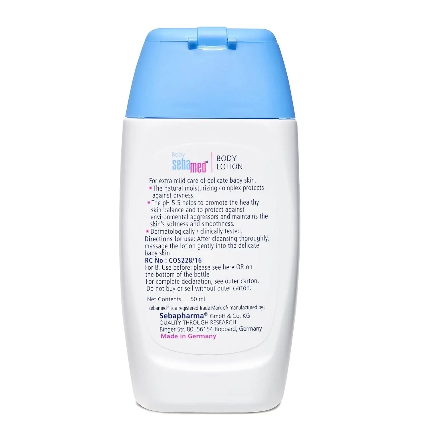 Sebamed Baby Body Lotion 50 ml|Ph 5.5|Camomile & Allantoin| Dermatalogically tested| Sensitive skin