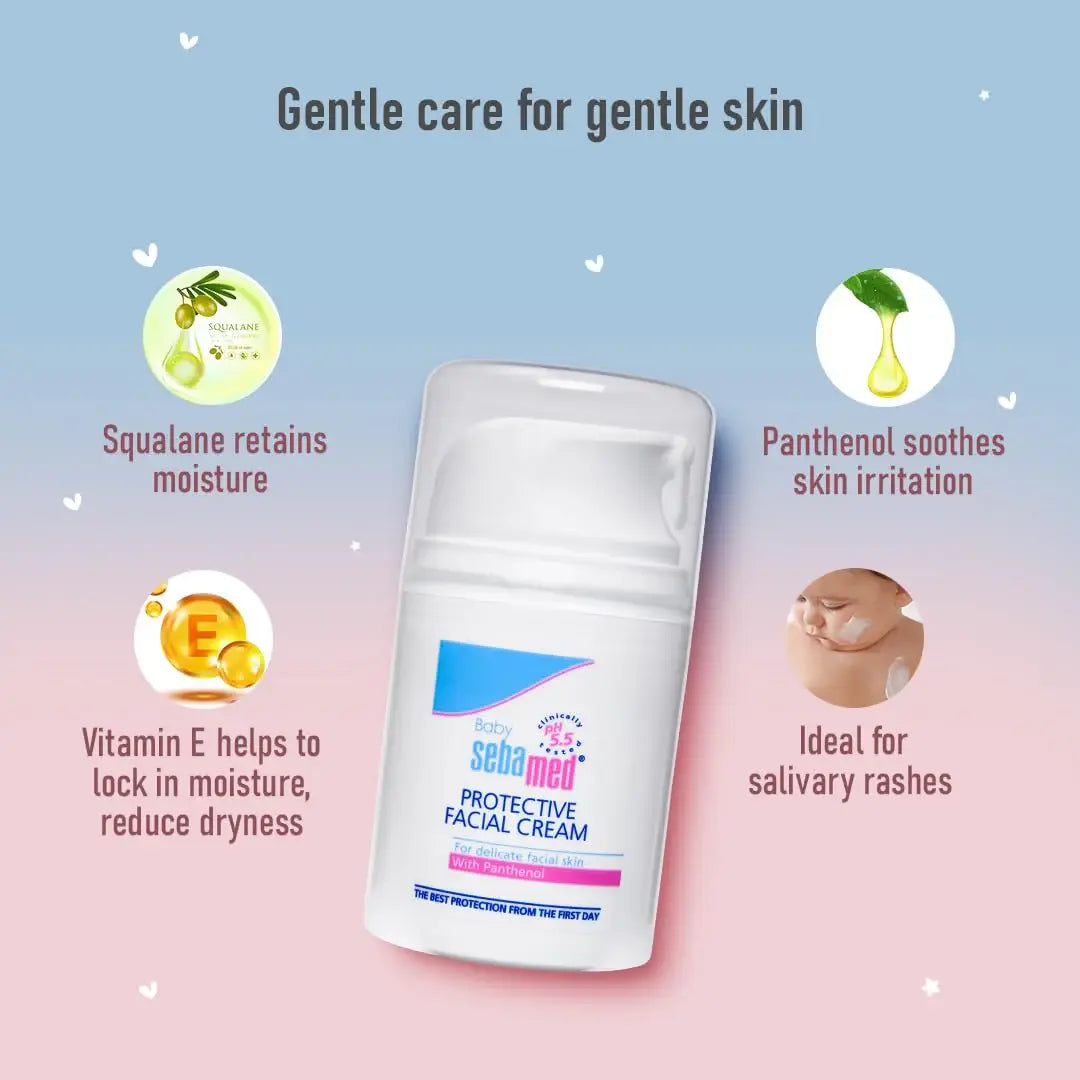 Sebamed Baby Protective Facial Cream| pH 5.5| Baby Face Cream| Vitamin E for Soft Skin| Ideal for salivary rashes| 50ml
www.usmile.toys