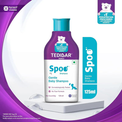 Spoo No-Tear Formula baby shampoo from Tedibar Family | Gentle on Scalp | No. 1 Pediatrician Prescribed * 125ml - By Torrent Pharma
