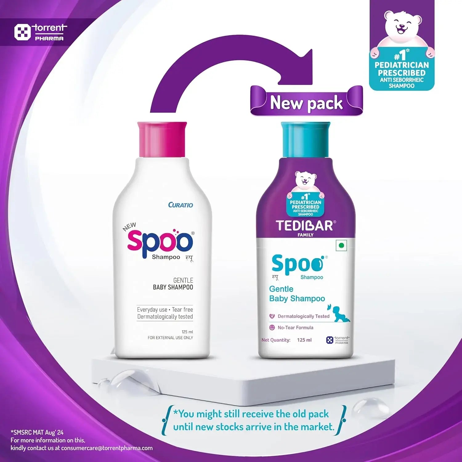 Spoo No-Tear Formula baby shampoo from Tedibar Family | Gentle on Scalp | No. 1 Pediatrician Prescribed * 125ml - By Torrent Pharma
