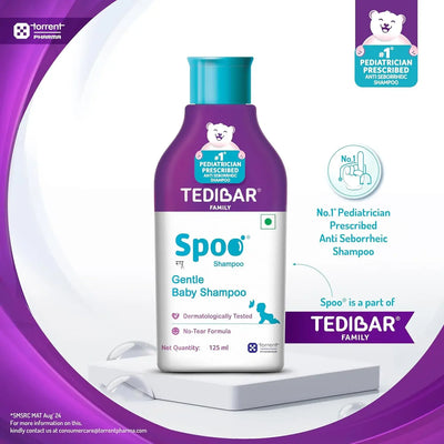 Spoo No-Tear Formula baby shampoo from Tedibar Family | Gentle on Scalp | No. 1 Pediatrician Prescribed * 125ml - By Torrent Pharma
