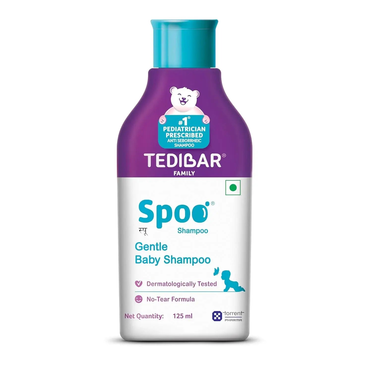 Spoo No-Tear Formula baby shampoo from Tedibar Family | Gentle on Scalp | No. 1 Pediatrician Prescribed * 125ml - By Torrent Pharma
