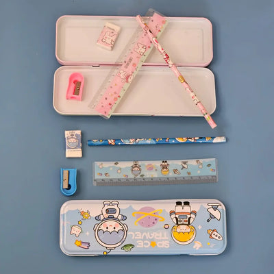 Children's stationery gift set with pencil case, ruler, and accessories, cute rabbit theme, ideal birthday return gift, buy online at www.usmile.toys