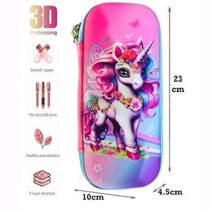 Unicorn 3D Emboss Quality Pouches, stationery items for girls and boys,             www.usmile.toys